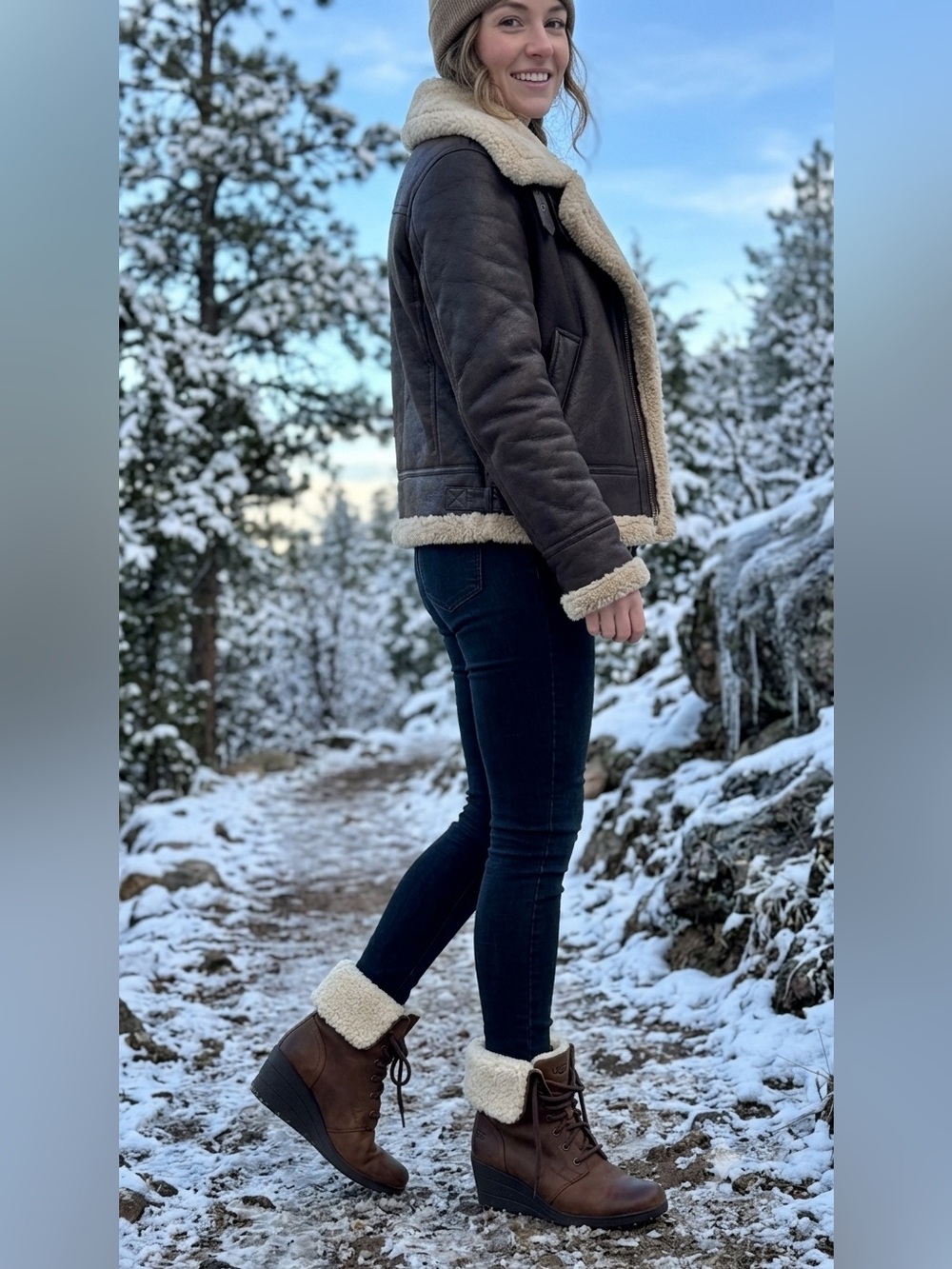 UGG Chestnut Brown Shearling-Lined Boot Interior